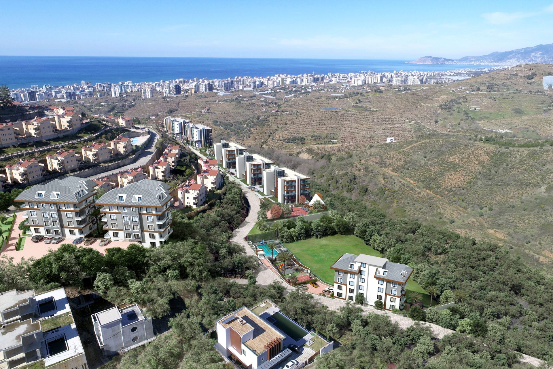 Apartments with Panoramic Sea Views and Turkish Citizenship Eligibility in Kargıcak, Alanya
