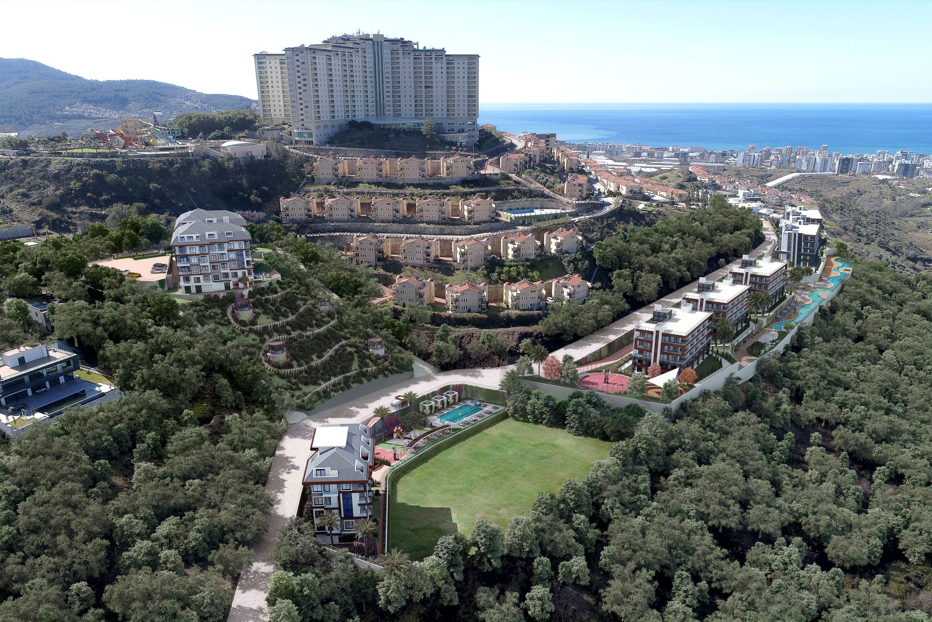 Apartments with Panoramic Sea Views and Turkish Citizenship Eligibility in Kargıcak, Alanya